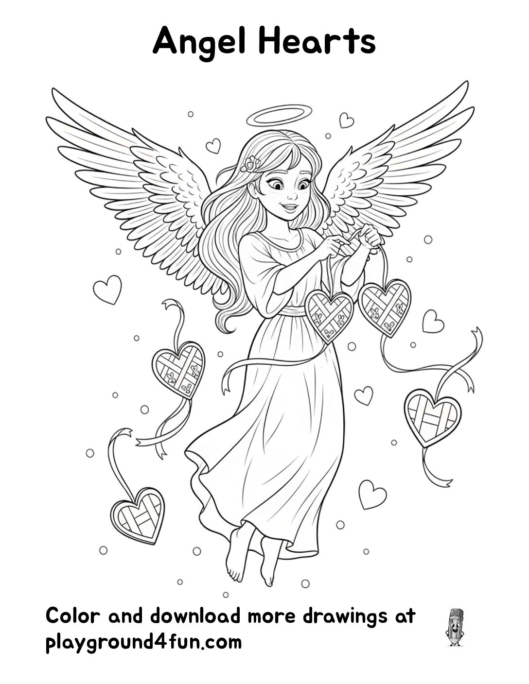 Coloring pages: Angel Hearts pdf