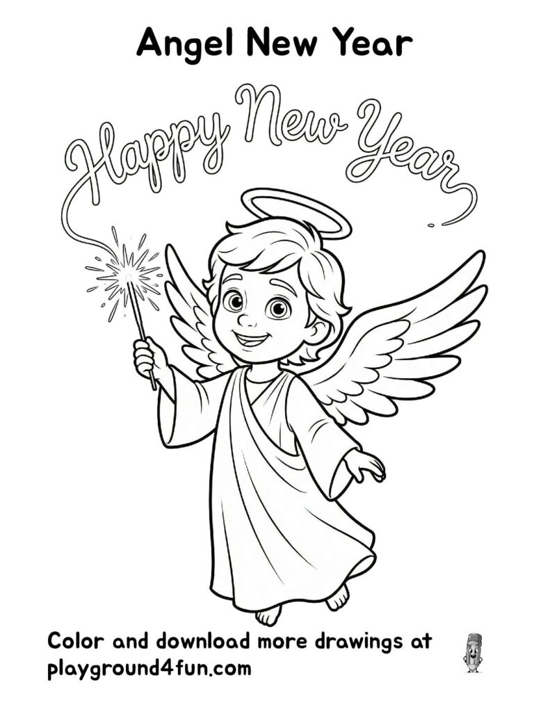 Angel New Year Coloring Pages