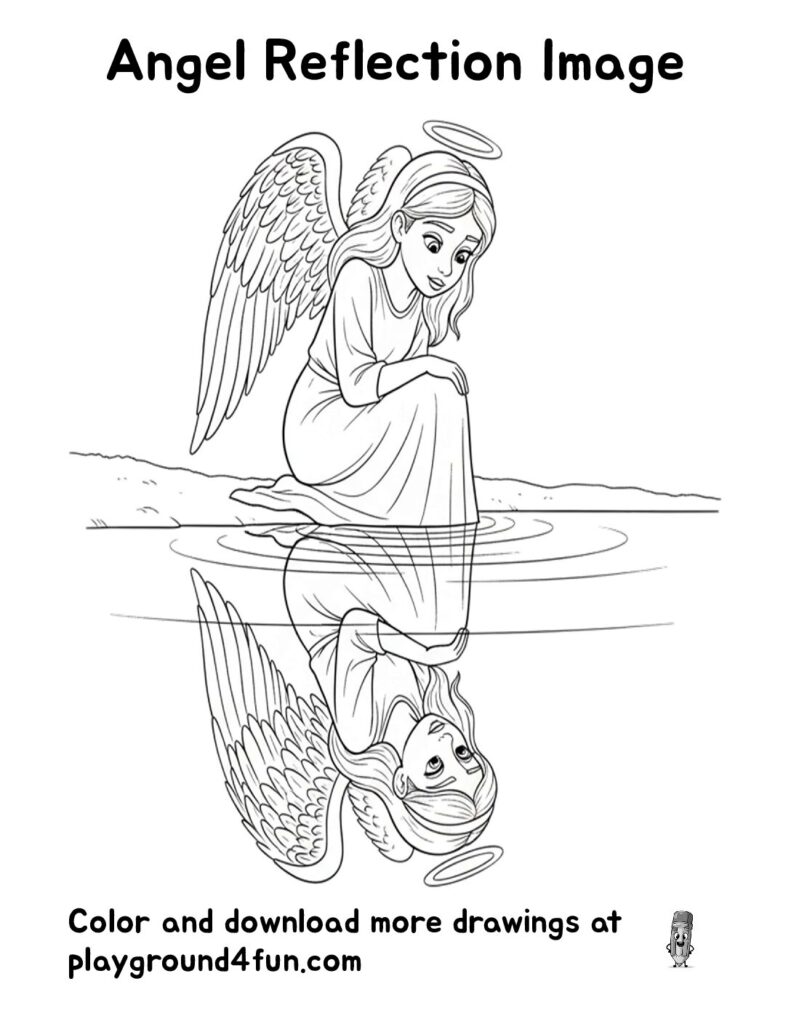 Angel Reflection Image Coloring Pages