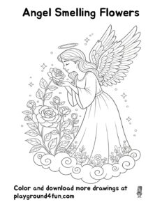Coloring pages: Angel Smelling Flowers pdf