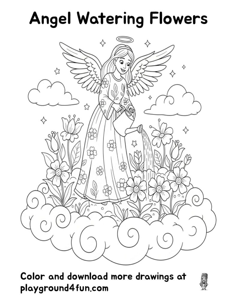 Angel Watering Flowers