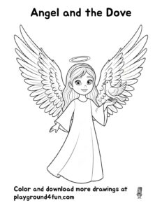 Coloring pages: Angel and the Dove pdf