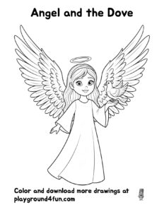 Coloring pages: Angel and the Dove preview