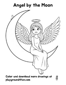 Coloring pages: Angel by the Moon preview