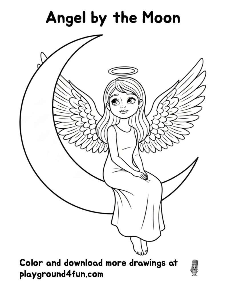 Angel Coloring Pages like Angel by the Moon