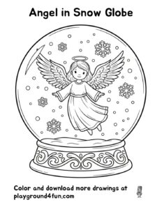 Coloring pages: Angel in Snow Globe pdf