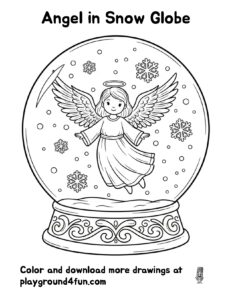 Coloring pages: Angel in Snow Globe preview