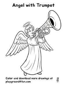 Coloring pages: Angel with Trumpet pdf
