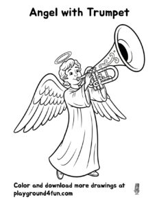 Coloring pages: Angel with Trumpet preview