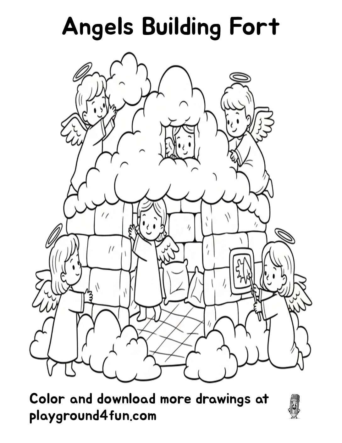 Coloring pages: Angels Building Fort pdf