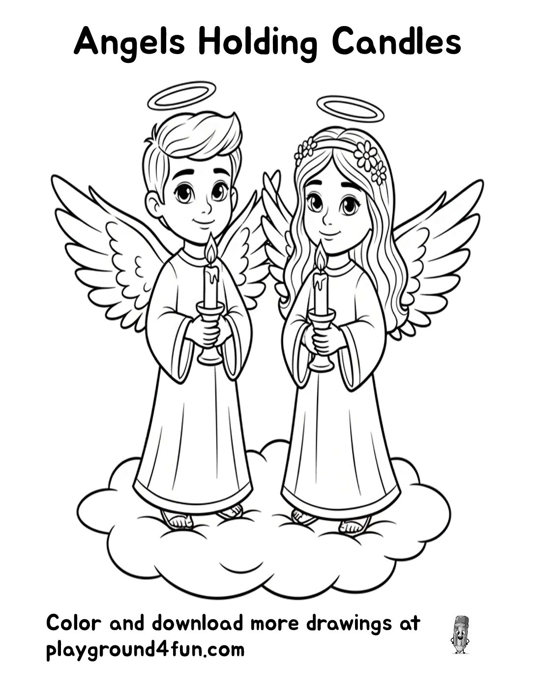 Coloring pages: Angels Holding Candles pdf