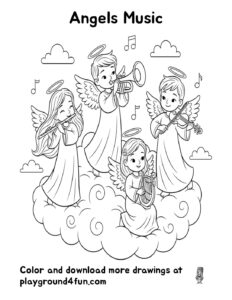 Coloring pages: Angels Music pdf