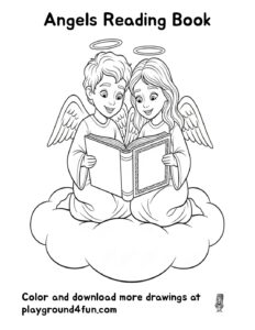 Coloring pages: Angels Reading Book pdf
