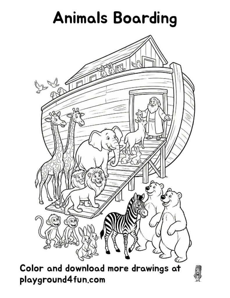 Animals Boarding Coloring Pages