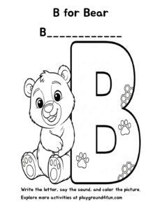 Coloring pages: B for Bear pdf