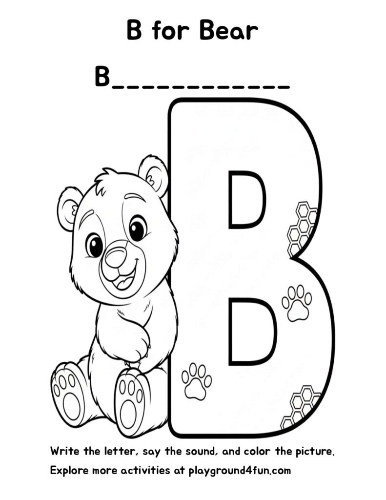 B for Bear Coloring Pages