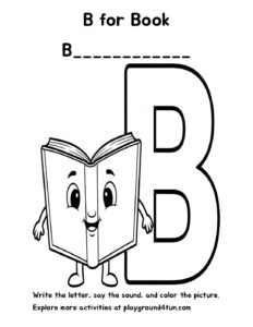 Coloring pages: B for Book pdf