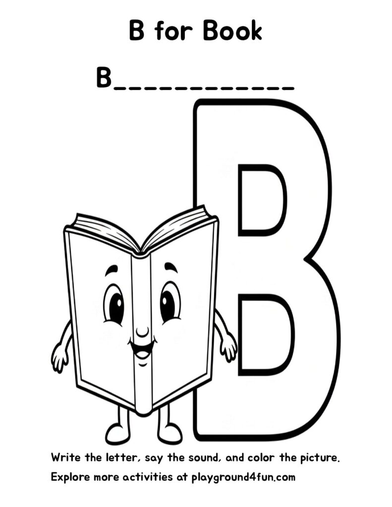 B for Book Coloring Pages