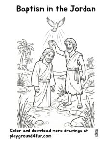 Coloring pages: Baptism in the Jordan pdf