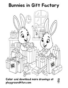 Coloring pages: Bunnies in Gift Factory pdf