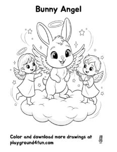 Coloring pages: Bunny Angel preview