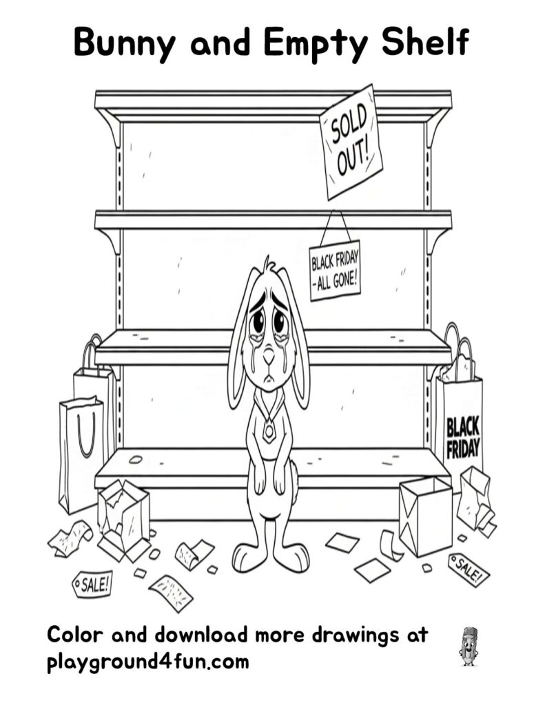 Bunny and Empty Shelf Coloring Pages