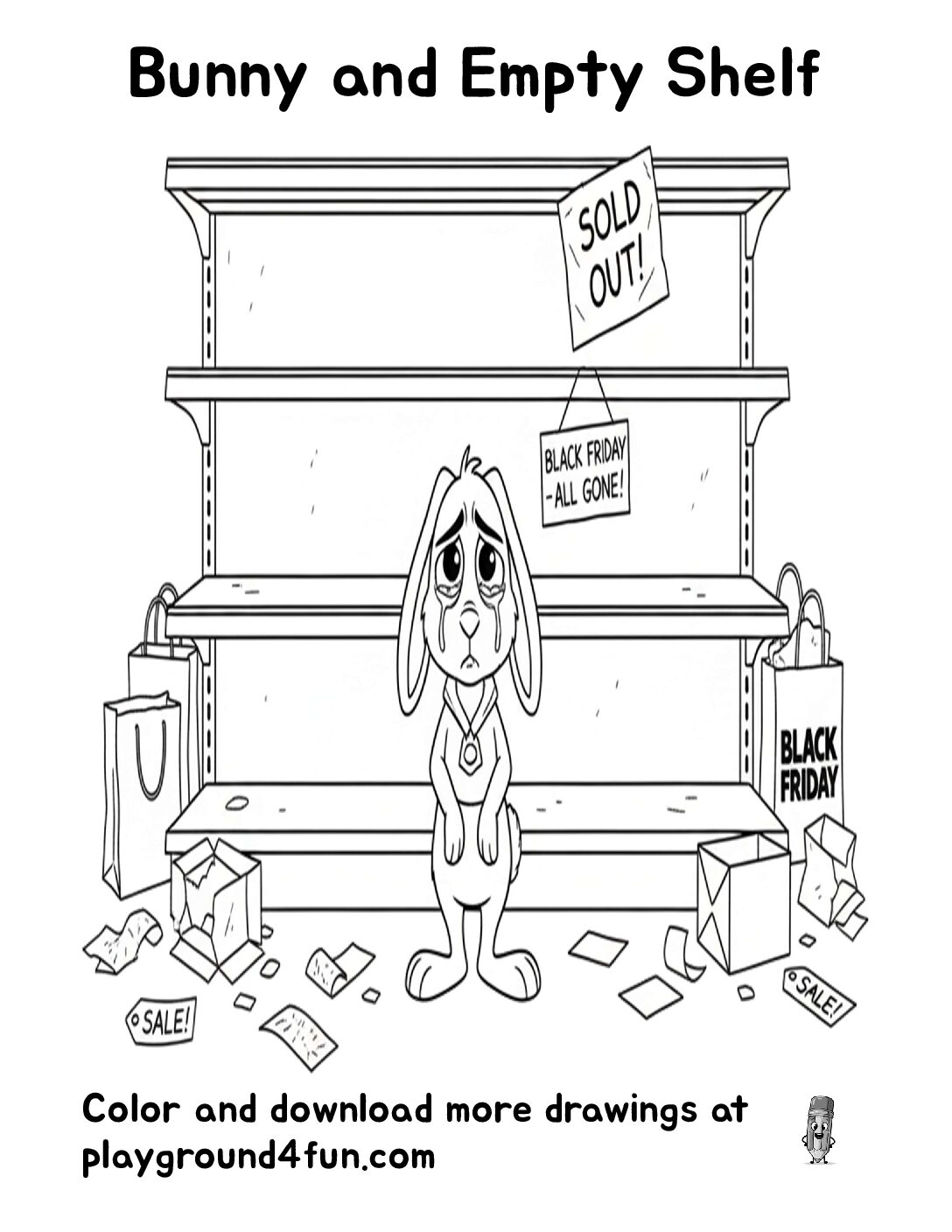 Coloring pages: Bunny and Empty Shelf pdf
