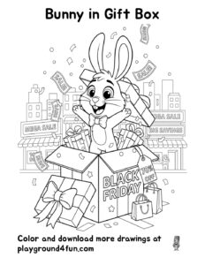 Coloring pages: Bunny in Gift Box pdf