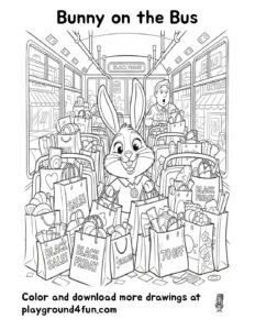 Coloring pages: Bunny on the Bus pdf