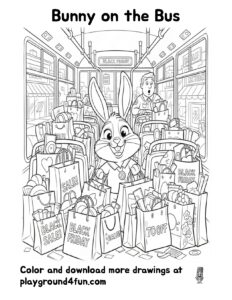 Coloring pages: Bunny on the Bus preview
