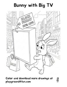 Coloring pages: Bunny with Big TV pdf