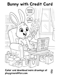 Coloring pages: Bunny with Credit Card pdf