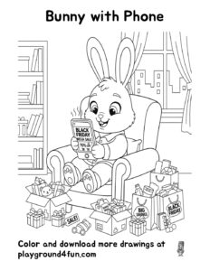 Coloring pages: Bunny with Phone pdf
