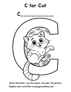 Coloring pages: C for Cat pdf