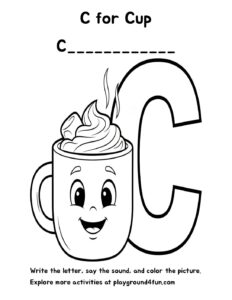 Coloring pages: C for Cup pdf