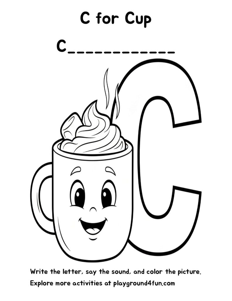C for Cup Coloring Pages