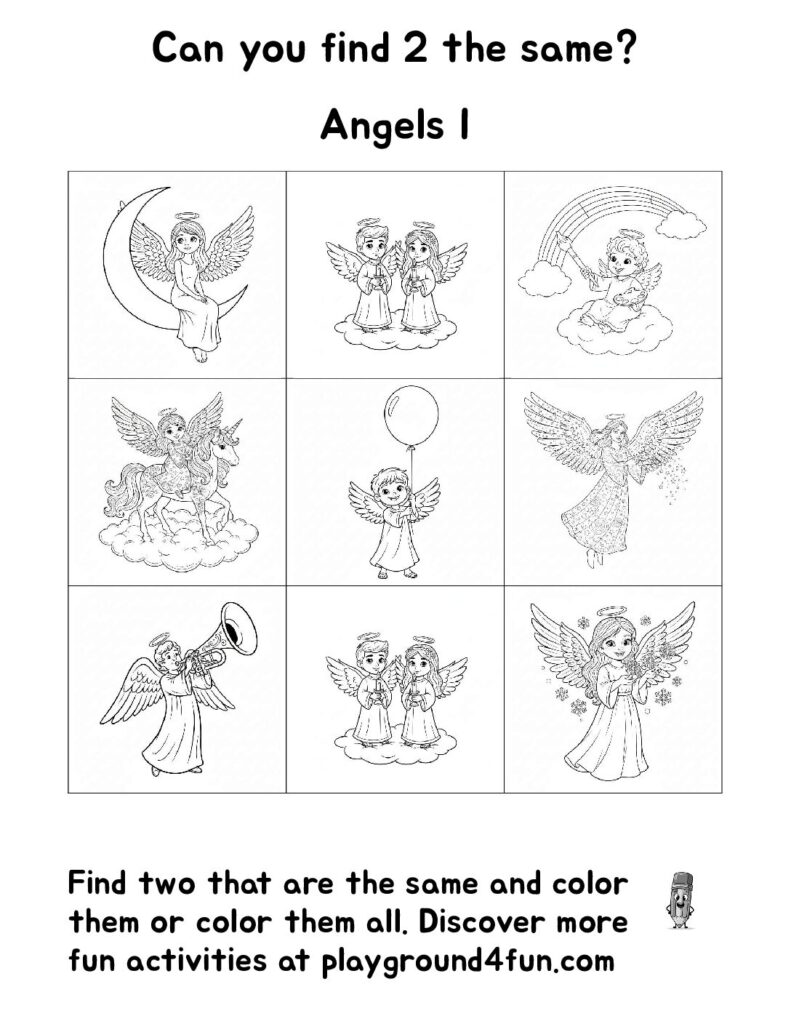 Can you find 2 the same – Angels I Coloring Pages