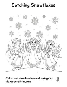 Coloring pages: Catching Snowflakes pdf