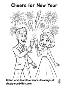 Coloring pages: Cheers for New Year preview