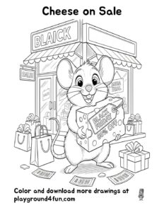 Coloring pages: Cheese on Sale pdf