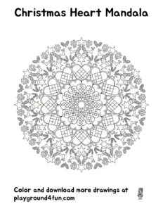 Coloring pages: Christmas Heart Mandala pdf
