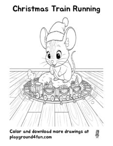 Coloring pages: Christmas Train Running pdf