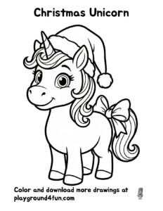 Coloring pages: Christmas Unicorn preview