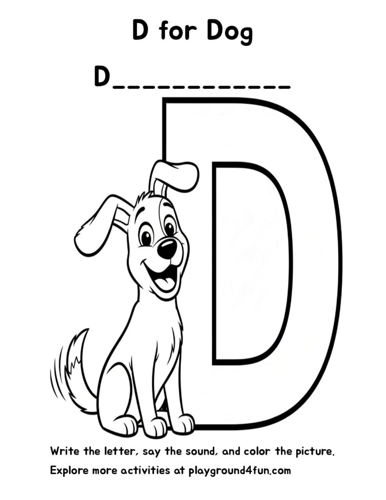 D for Dog Coloring Pages