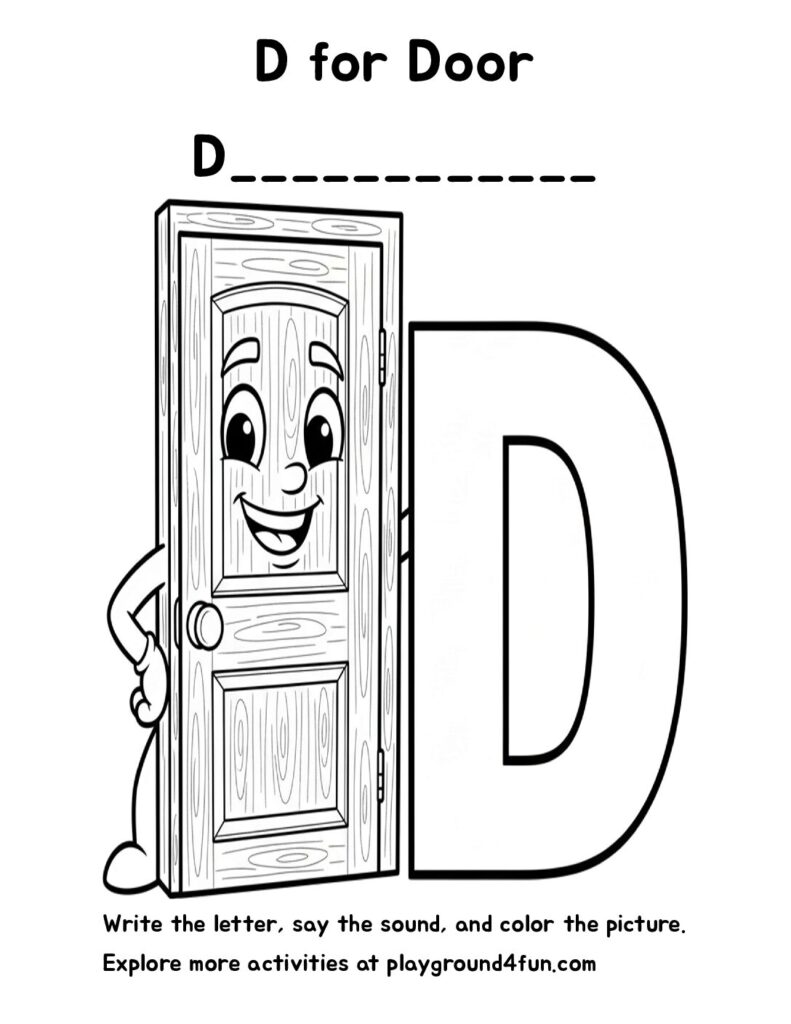 D for Door Coloring Pages