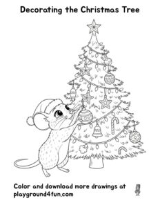 Coloring pages: Decorating the Christmas Tree pdf