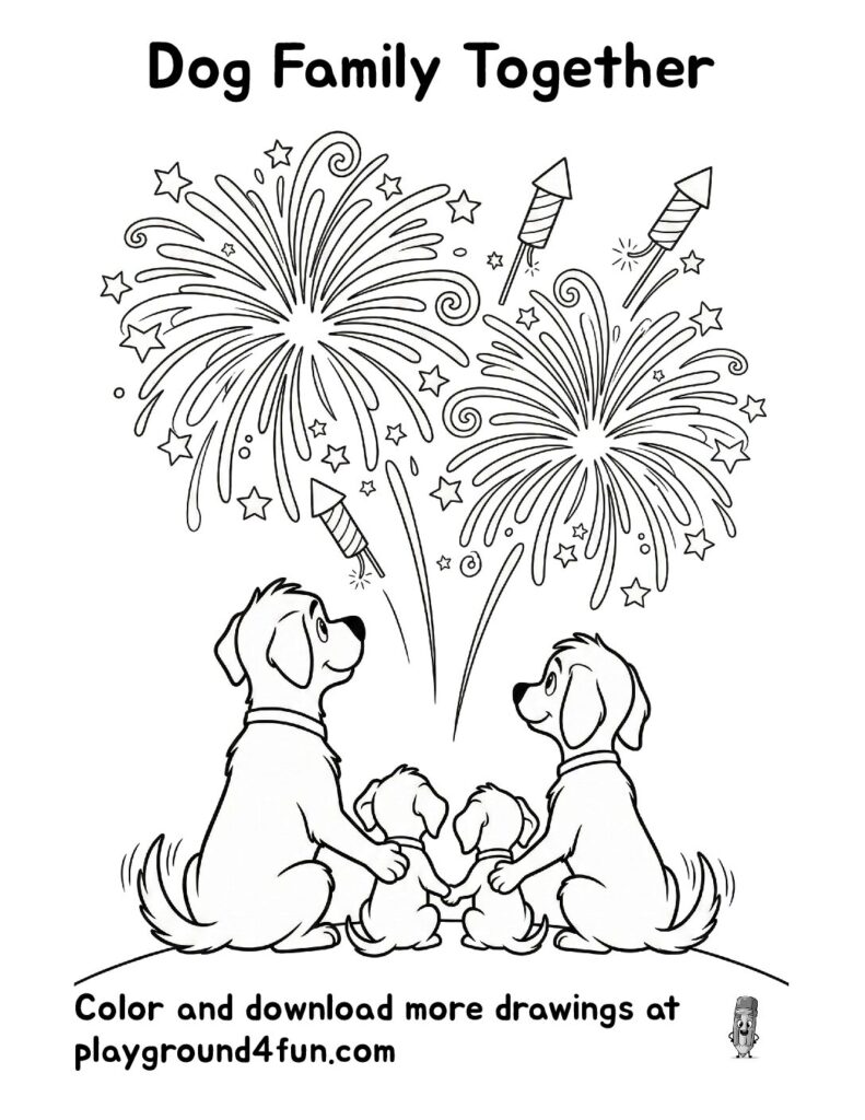 Dog Family Together Coloring Pages