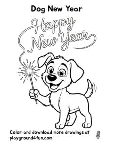 Coloring pages: Dog New Year pdf