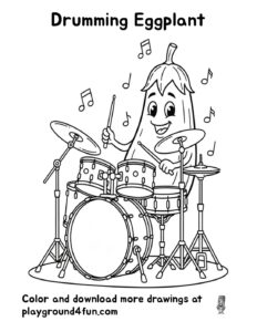 Coloring pages: Drumming Eggplant pdf