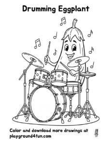 Coloring pages: Drumming Eggplant preview